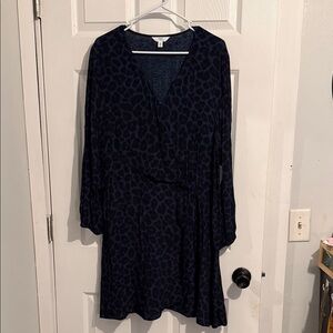 Time and Tru Navy Blue Leopard Print Dress